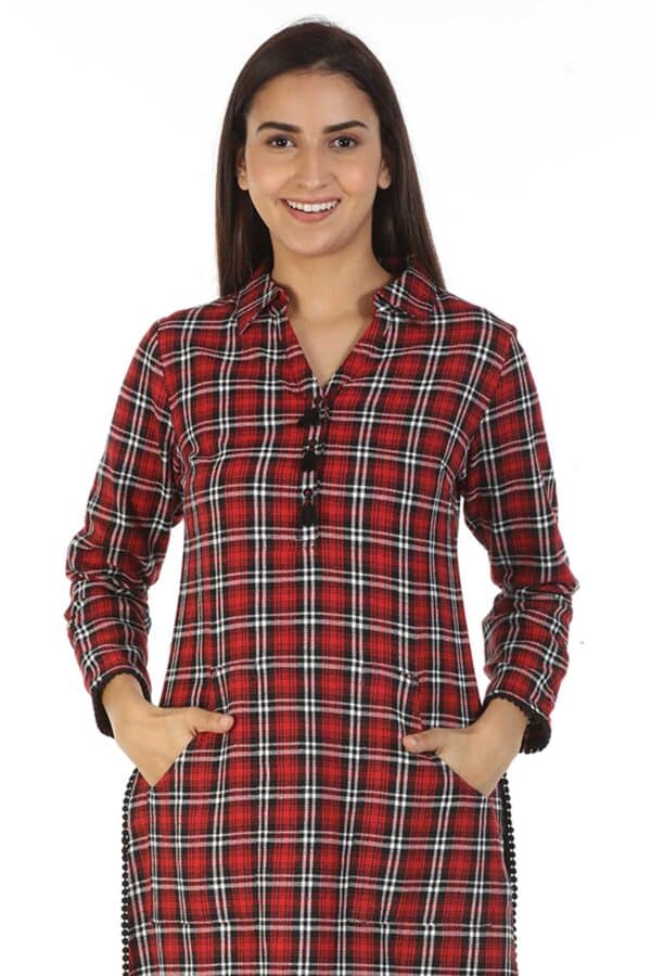 Red Checks Ladies Kurti New