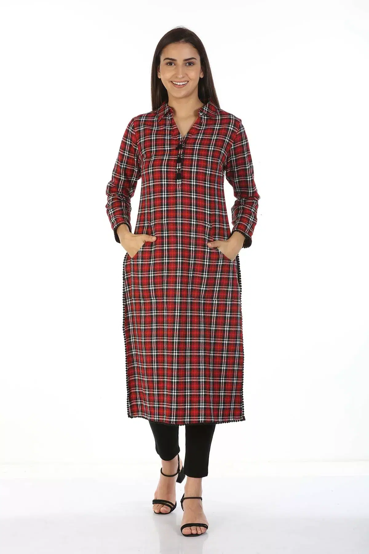 Red Checks Ladies Kurti New