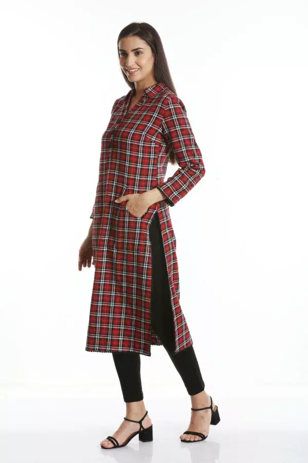 Red Checks Ladies Kurti New