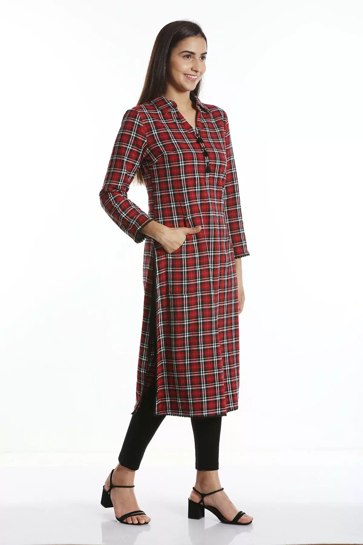 Red Checks Ladies Kurti New