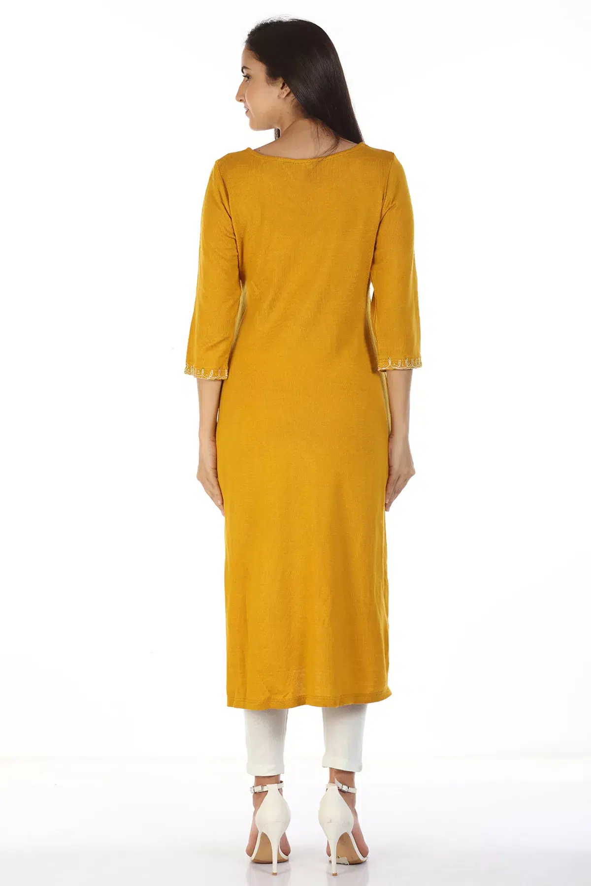 Mustard Embroidered Women Kurti Online