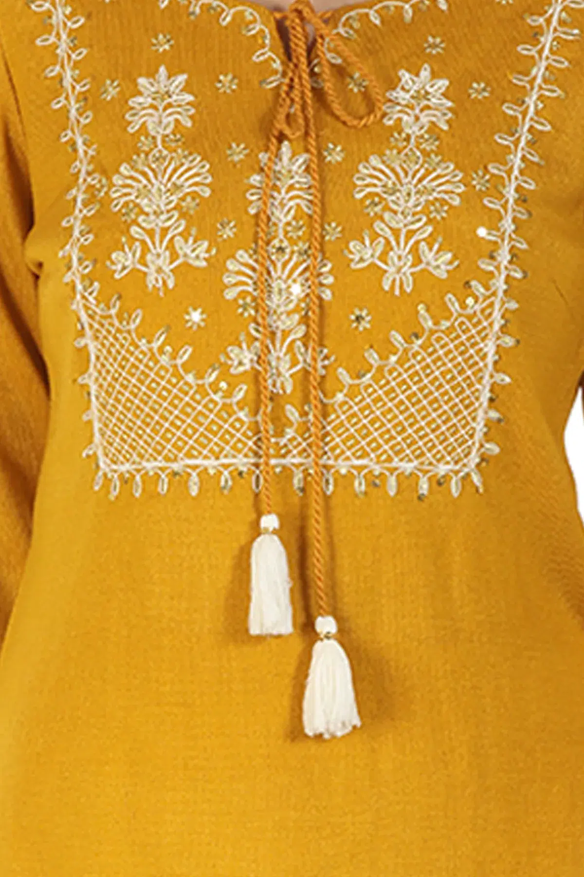 Mustard Embroidered Women Kurti Online