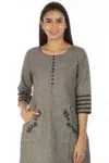 Grey Ladies Embroidered Kurti
