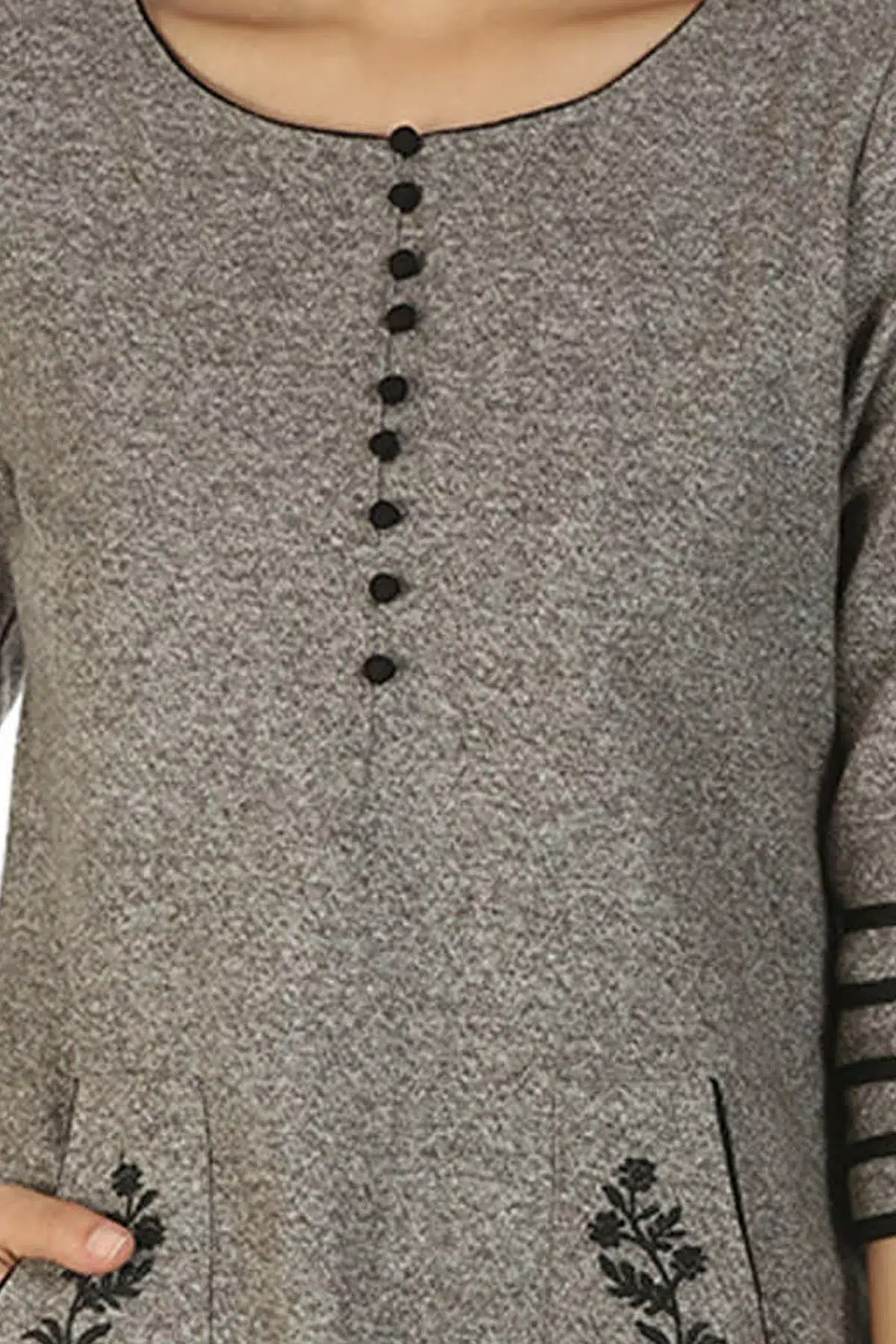 Grey Ladies Embroidered Kurti