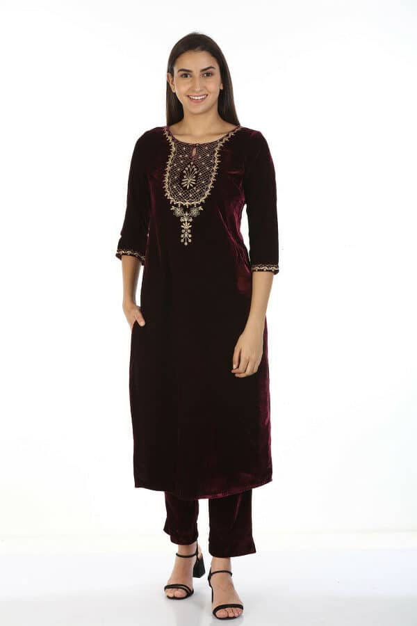 Embelished Maroon Colour Kurti For Women