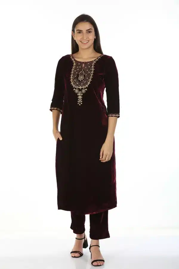 Embelished Maroon Colour Kurti For Women
