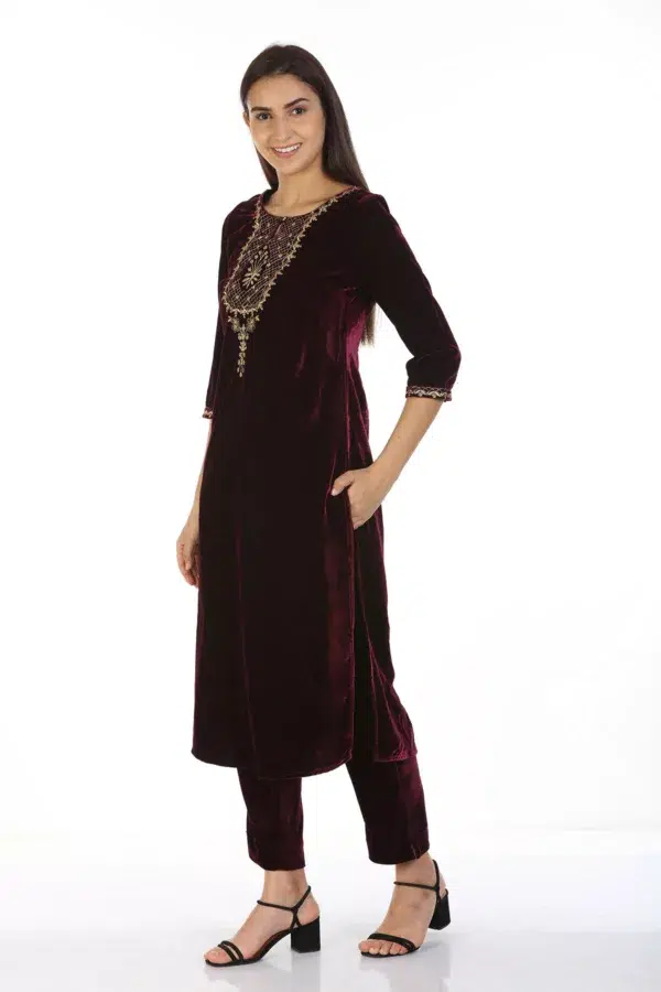 Embelished Maroon Colour Kurti For Women