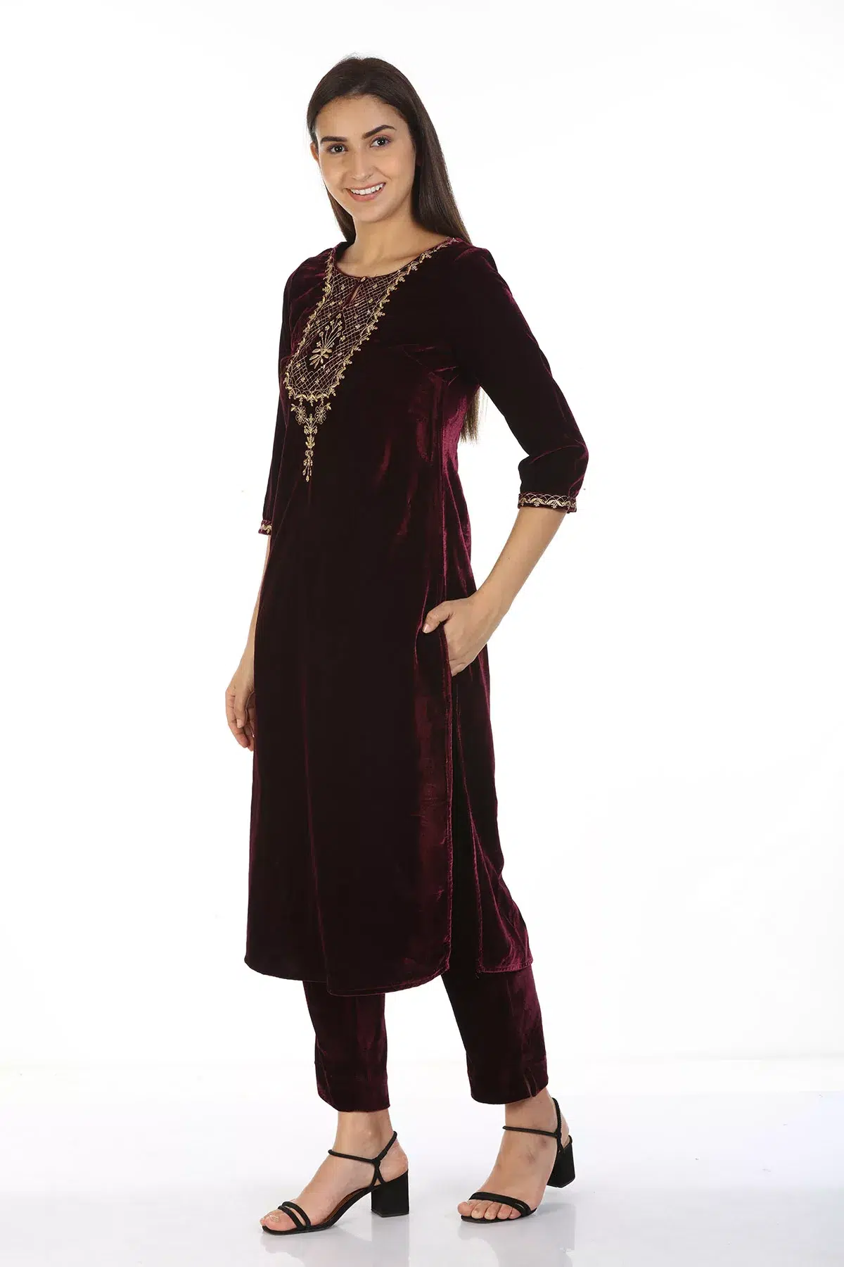 Embelished Maroon Colour Kurti For Women