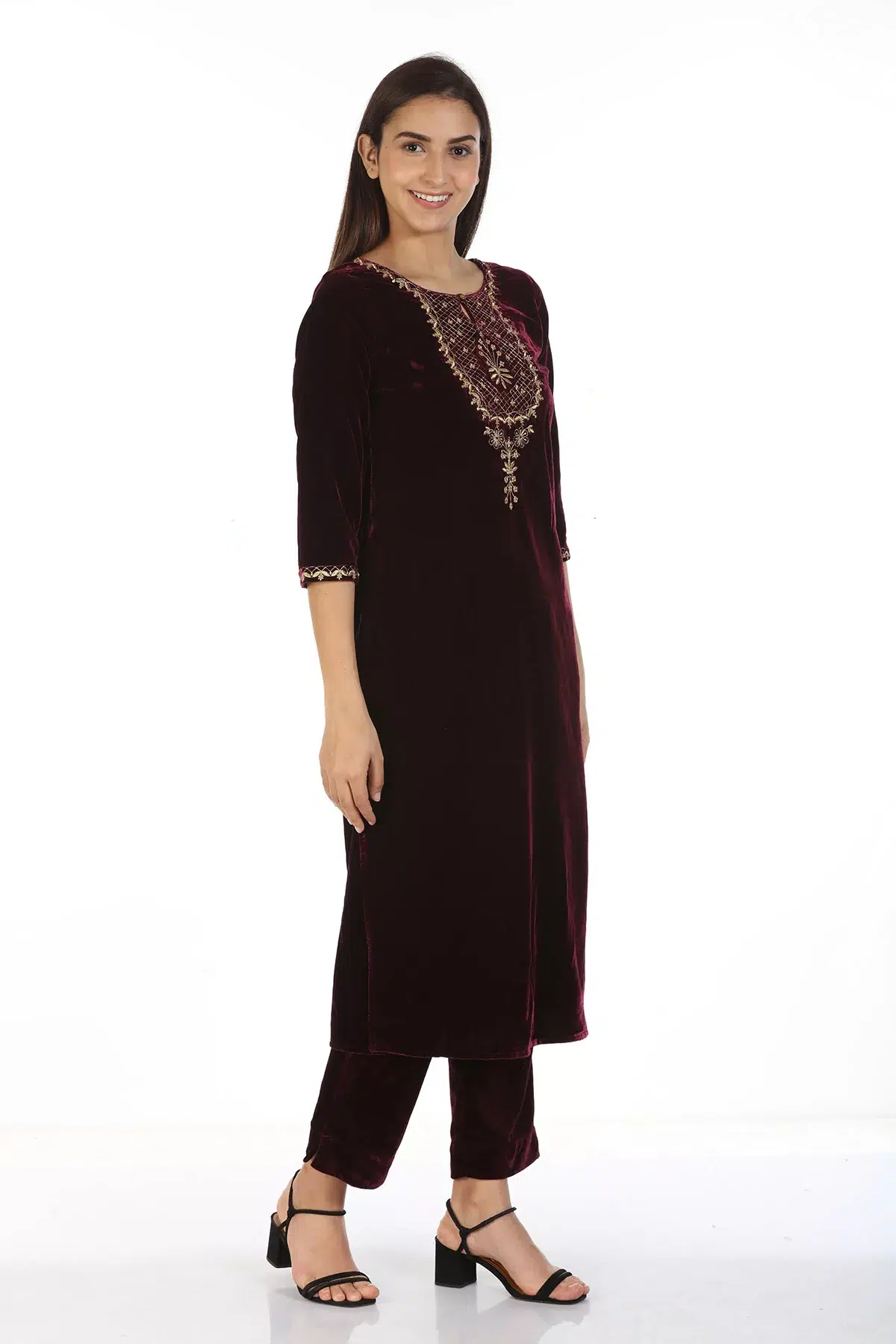 Embelished Maroon Colour Kurti For Women