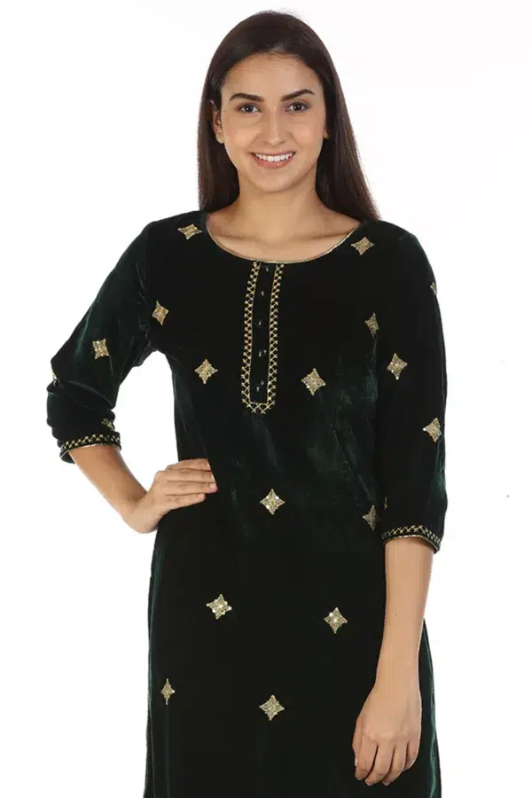 Zari Embroidery Black Kurti For Women