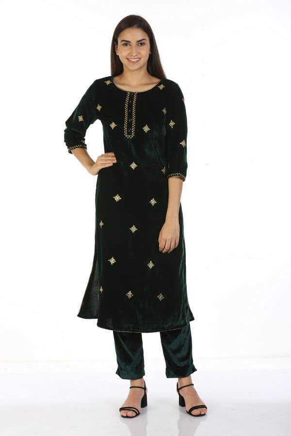 Zari Embroidery Black Kurti For Women
