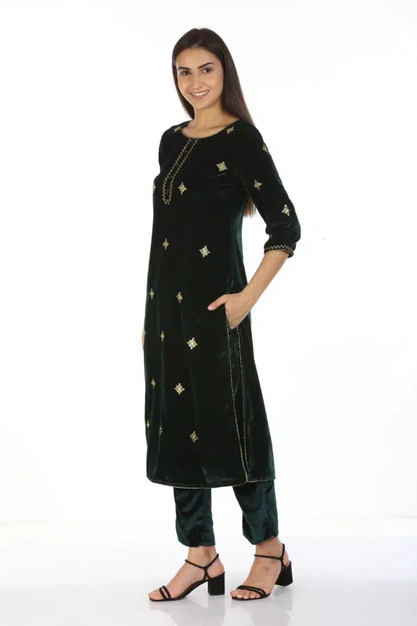 Zari Embroidery Black Kurti For Women