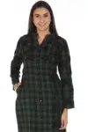 Green Checks Embroidery Women Kurti Long