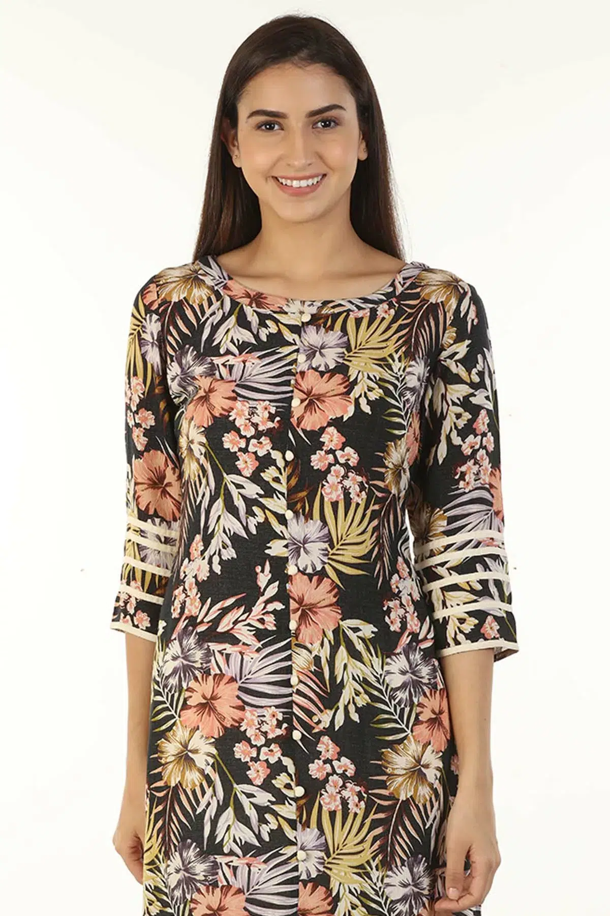 Printed Woman Black Kurta