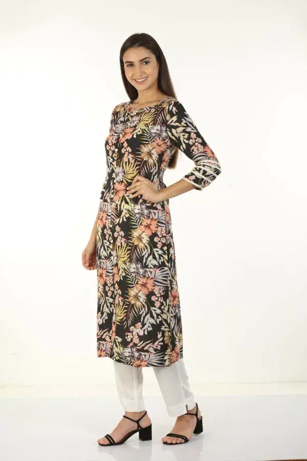 Printed Woman Black Kurta