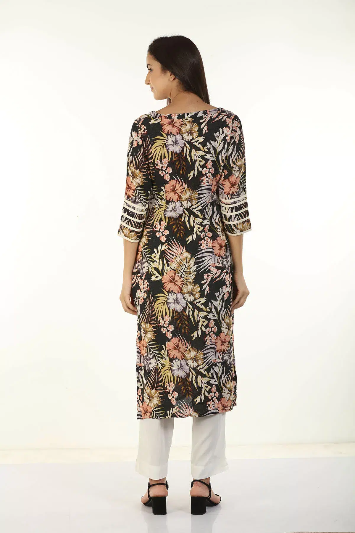 Printed Woman Black Kurta
