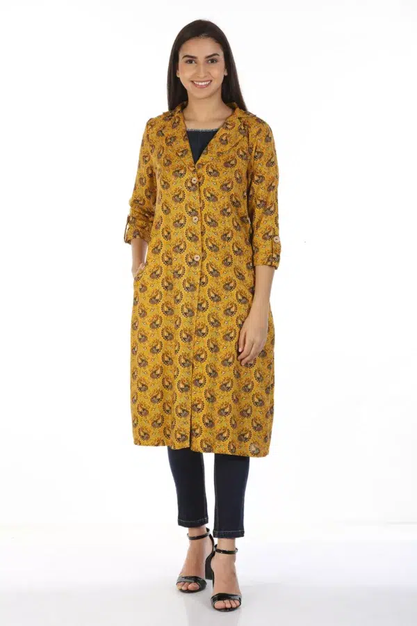 Mustard Printed Kurti For Women New