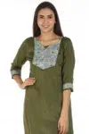 Green Applique Print Women Kurti Online