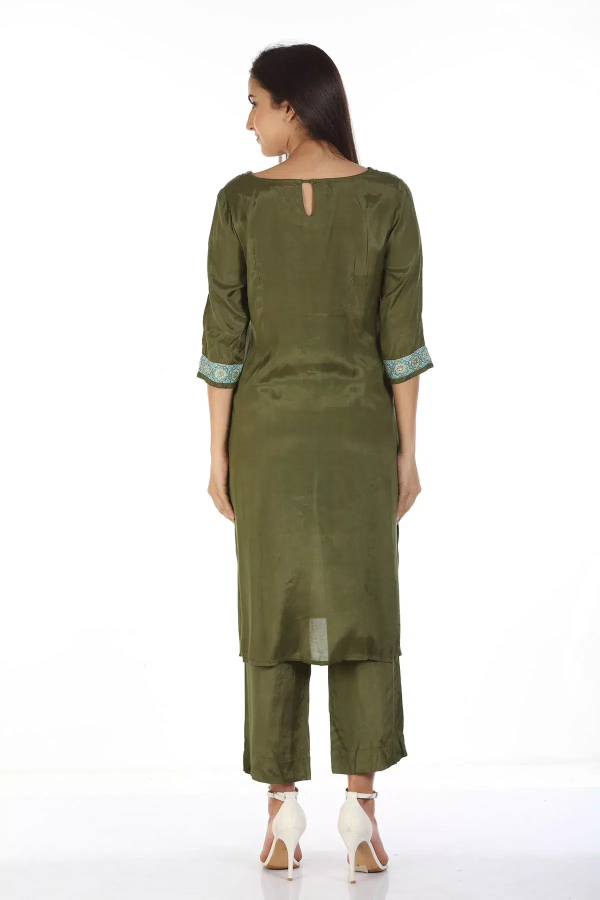 Green Applique Print Women Kurti Online