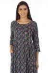 Floral Printed Blue Kurta Woman