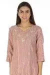 Striped Light Pink Kurta For Women