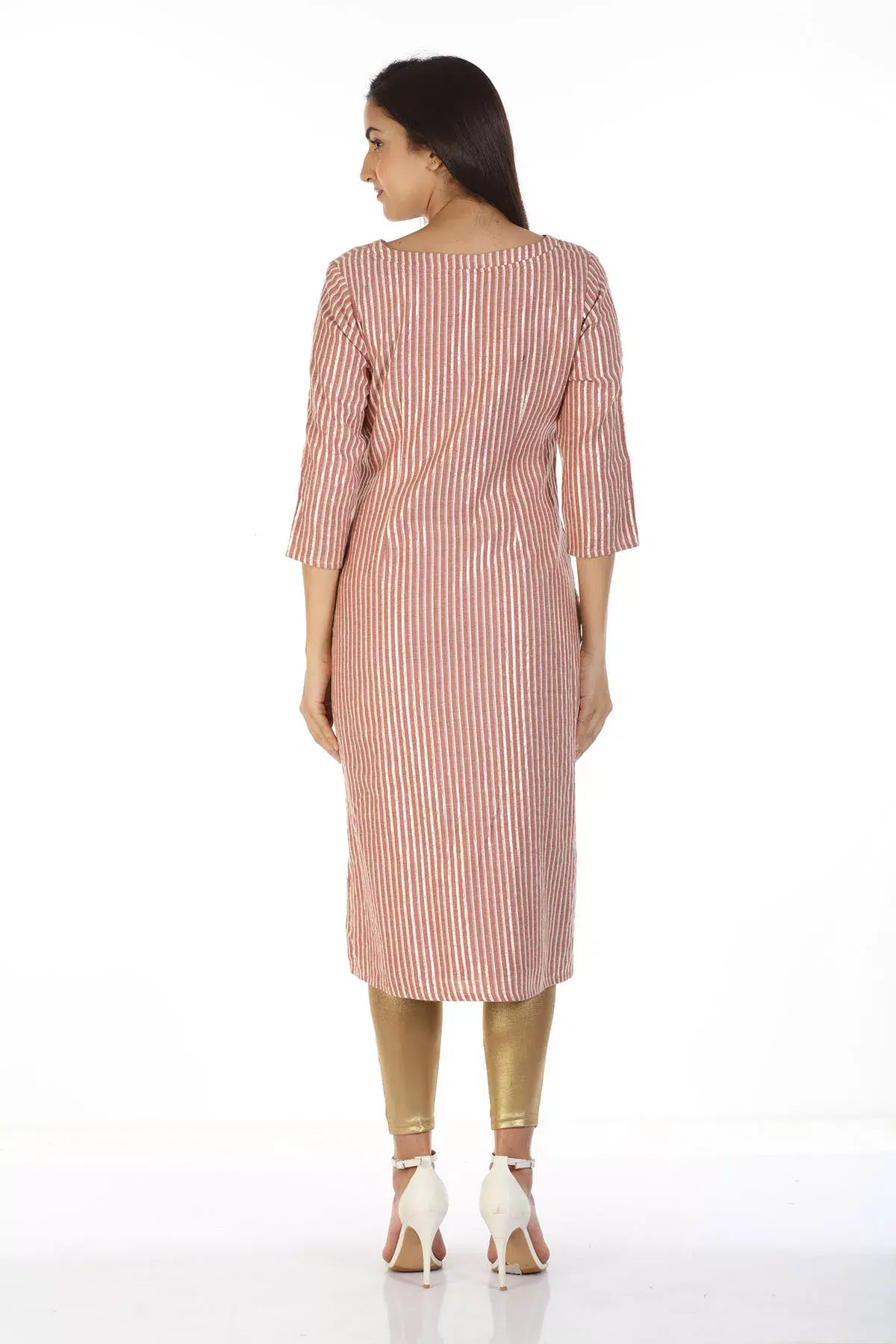 Striped Light Pink Kurta For Women