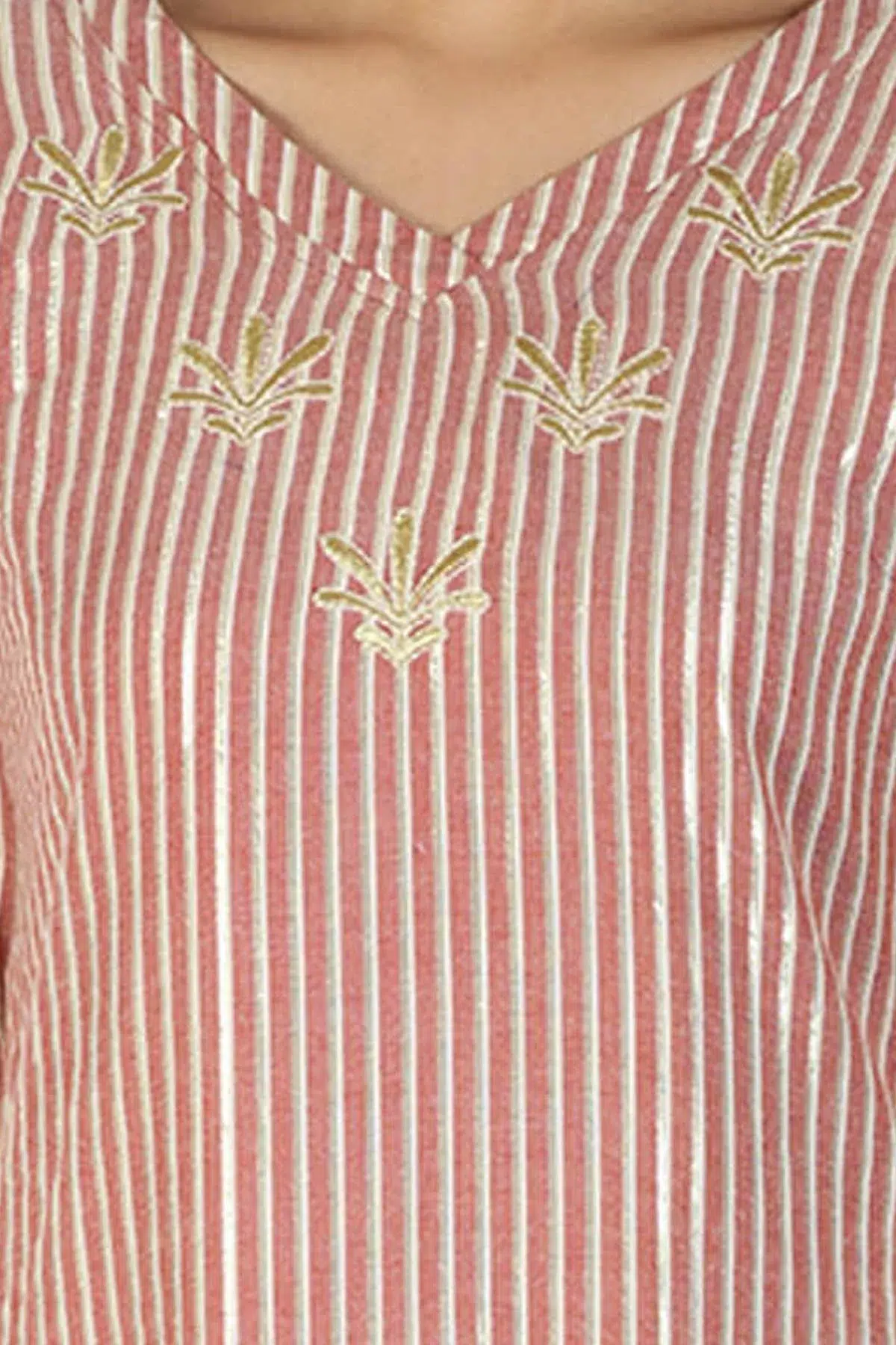 Striped Light Pink Kurta For Women
