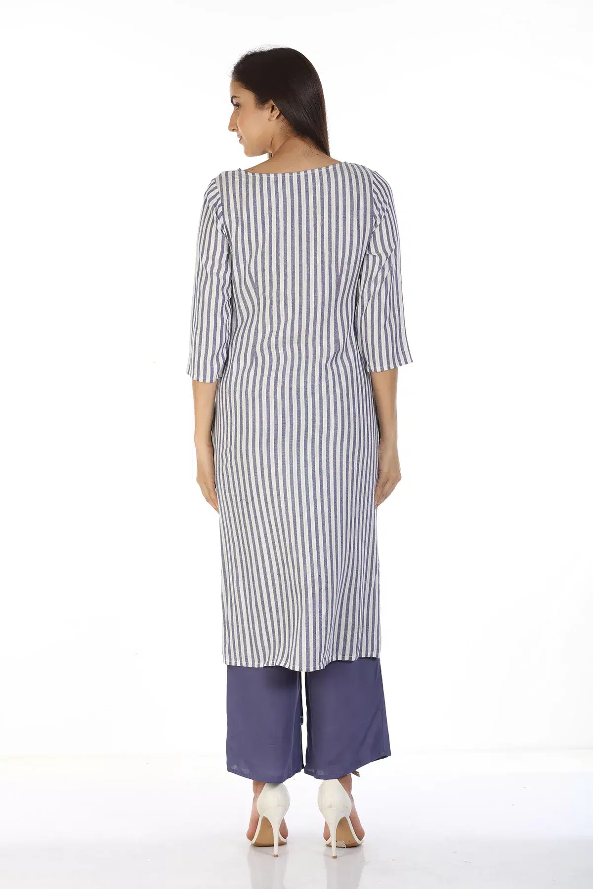 Striped Blue And White Kurti For Women