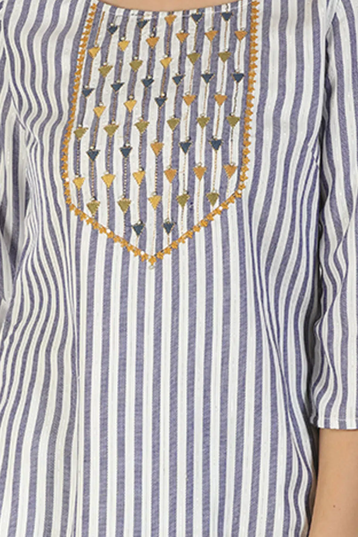 Striped Blue And White Kurti For Women