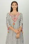 White And Grey Striped Female Kurti