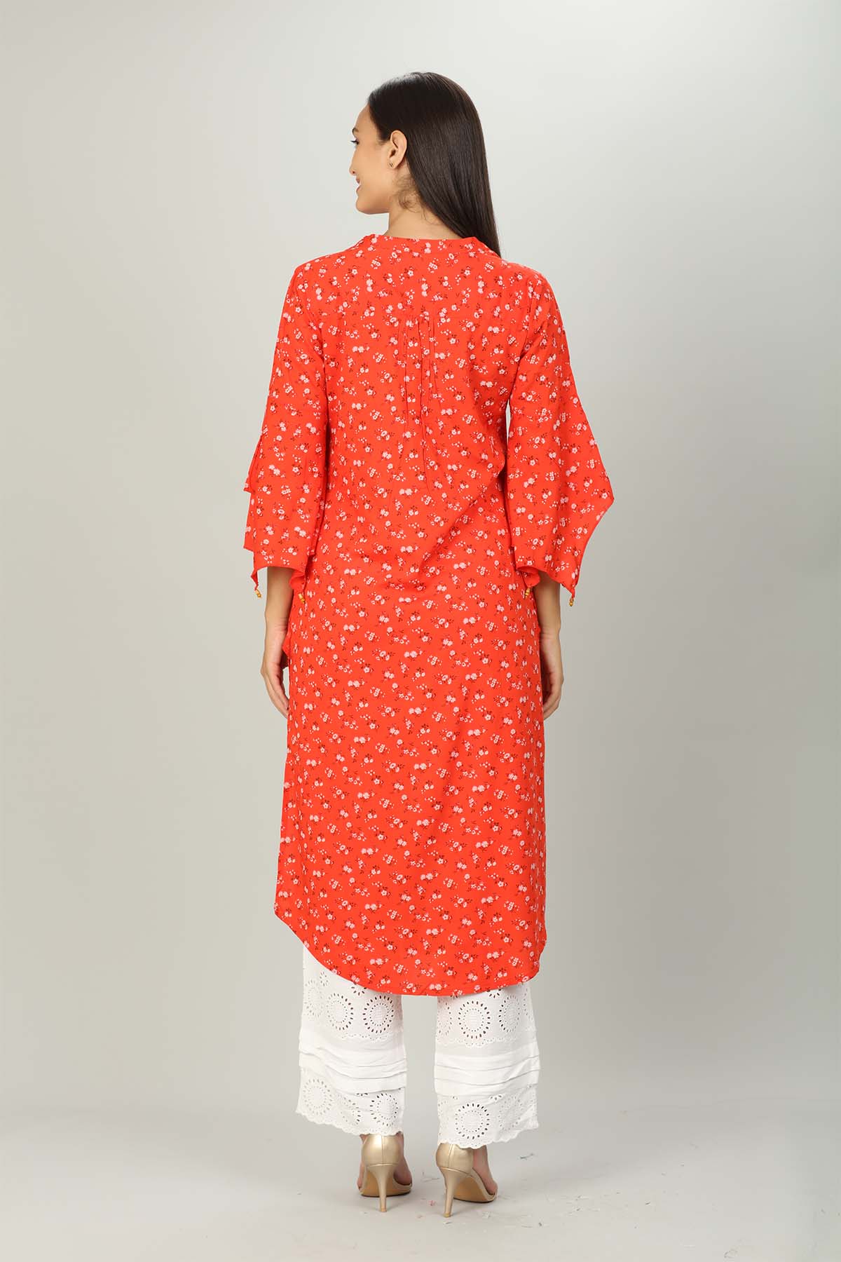 Red Floral Printed Ladies Kurtis Online