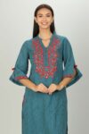 Blue Embroidered Ladies Kurti Latest