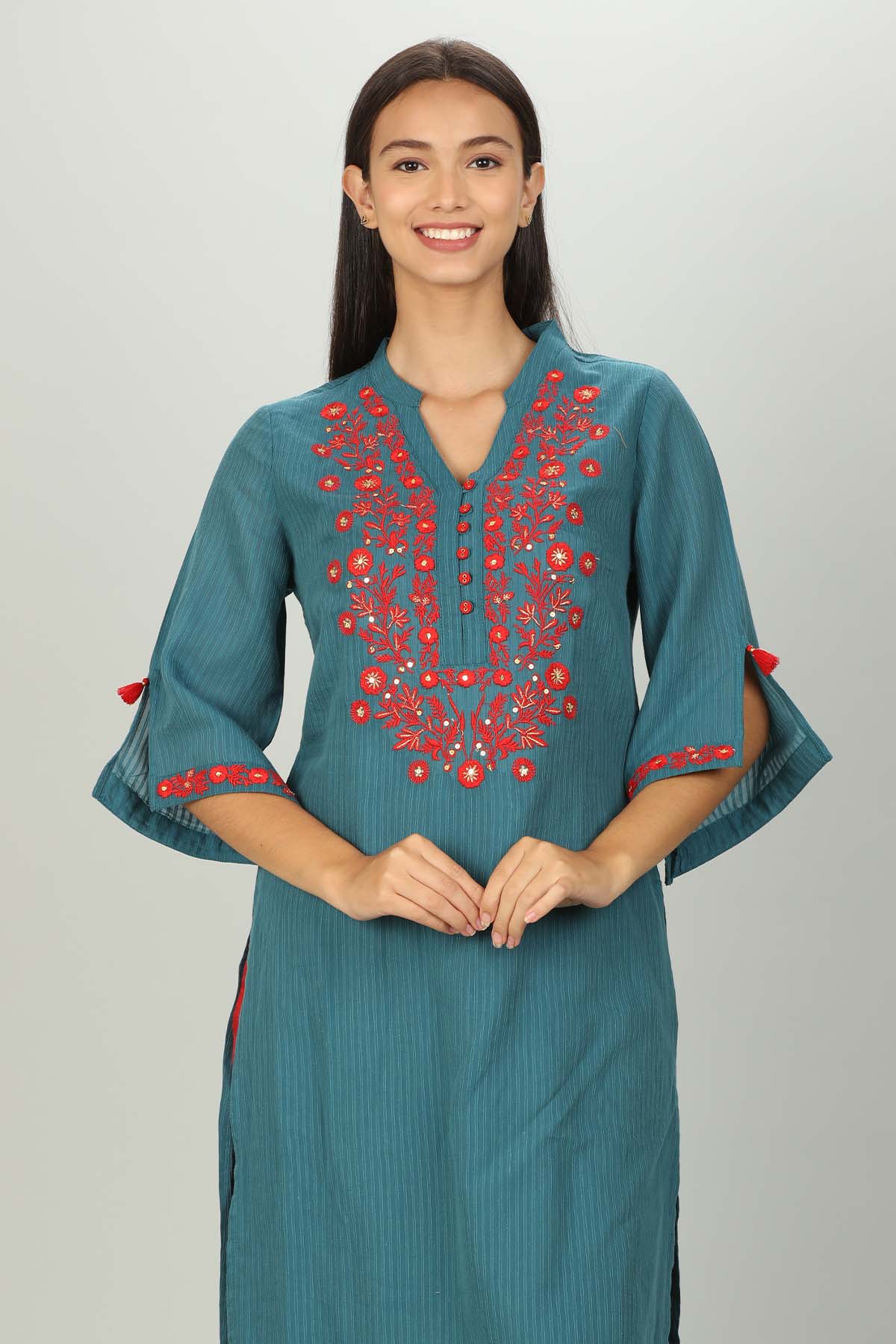 Blue Embroidered Ladies Kurti Latest