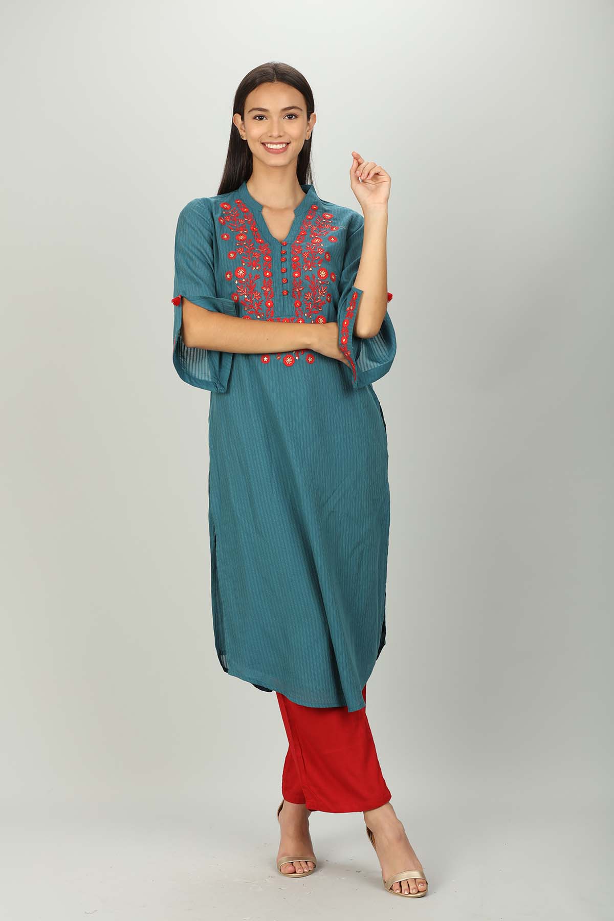 Blue Embroidered Ladies Kurti Latest