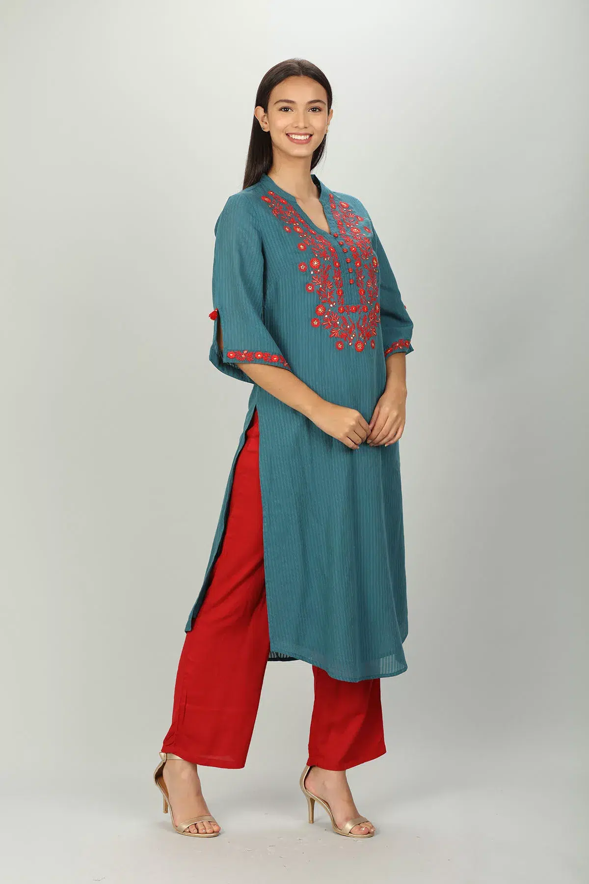 Blue Embroidered Ladies Kurti Latest