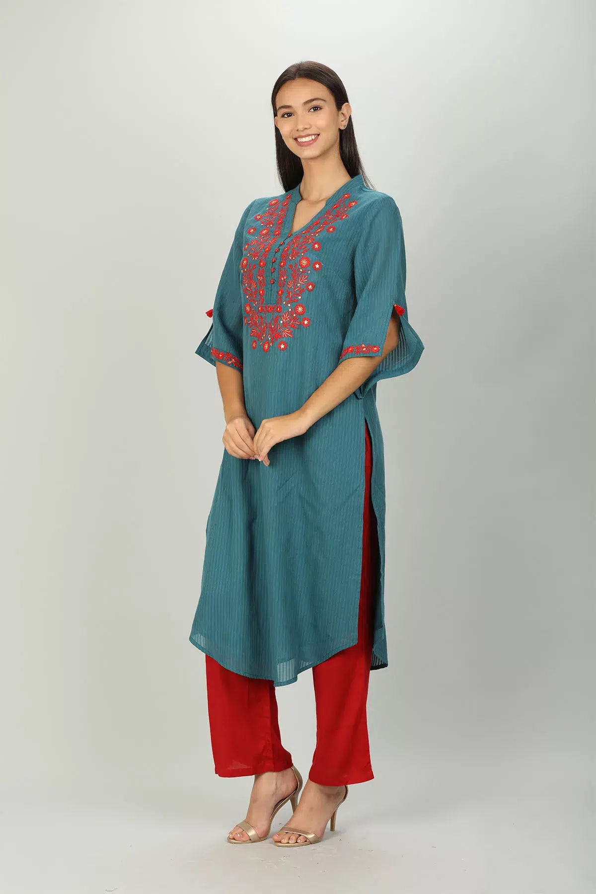 Blue Embroidered Ladies Kurti Latest
