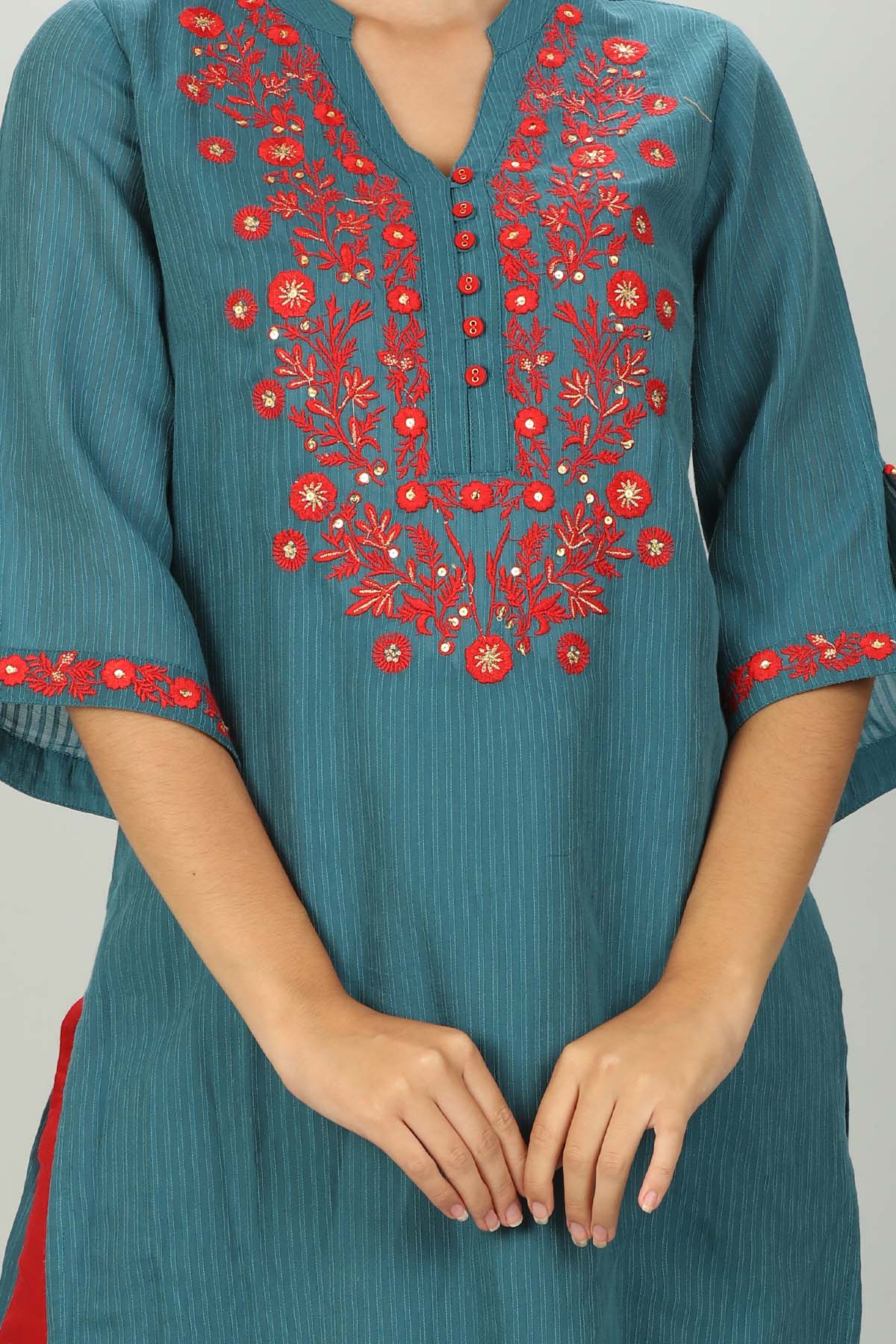Blue Embroidered Ladies Kurti Latest