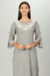 Grey Embroidered Female Kurti