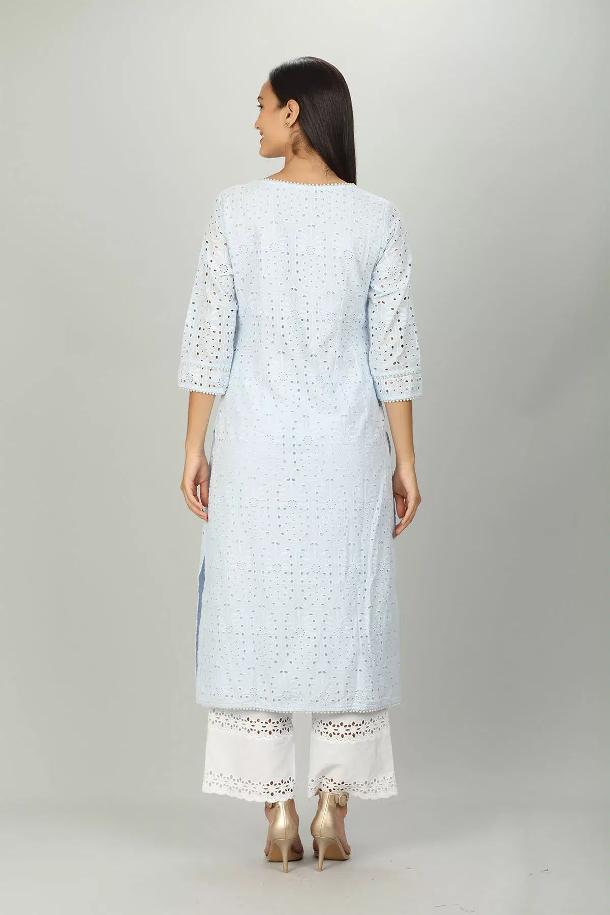 Schiffli Blue Kurta Woman