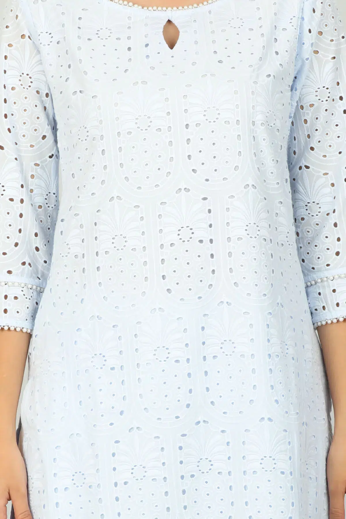 Schiffli Blue Kurta Woman