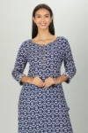 Block Printed Blue Kurta Woman
