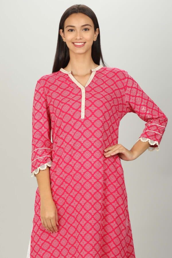 Pink Printed Women Kurti Online