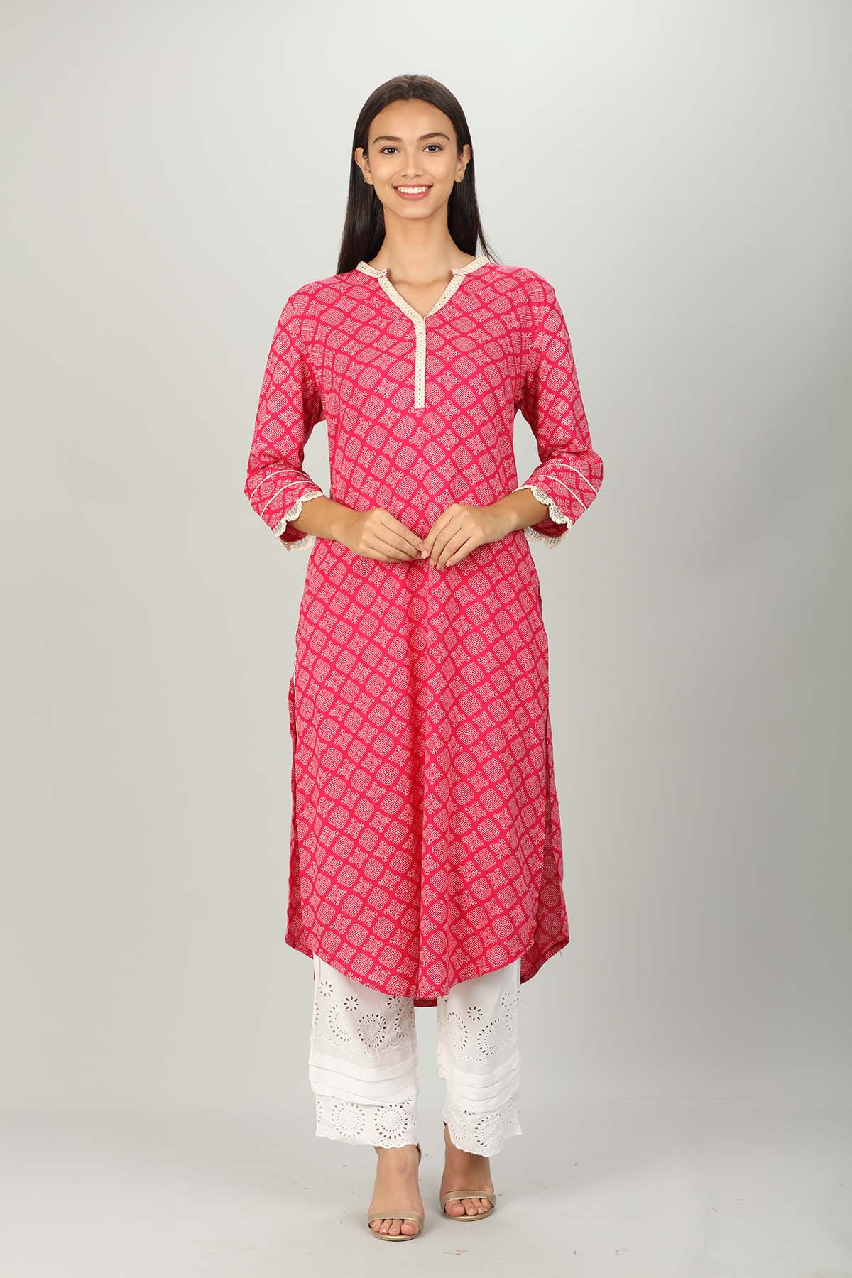 Pink Printed Women Kurti Online