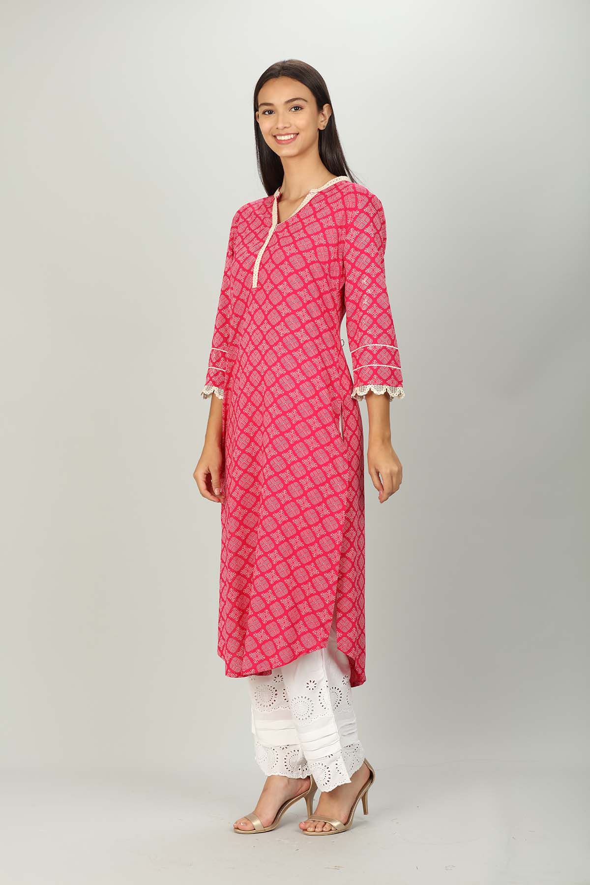 Pink Printed Women Kurti Online