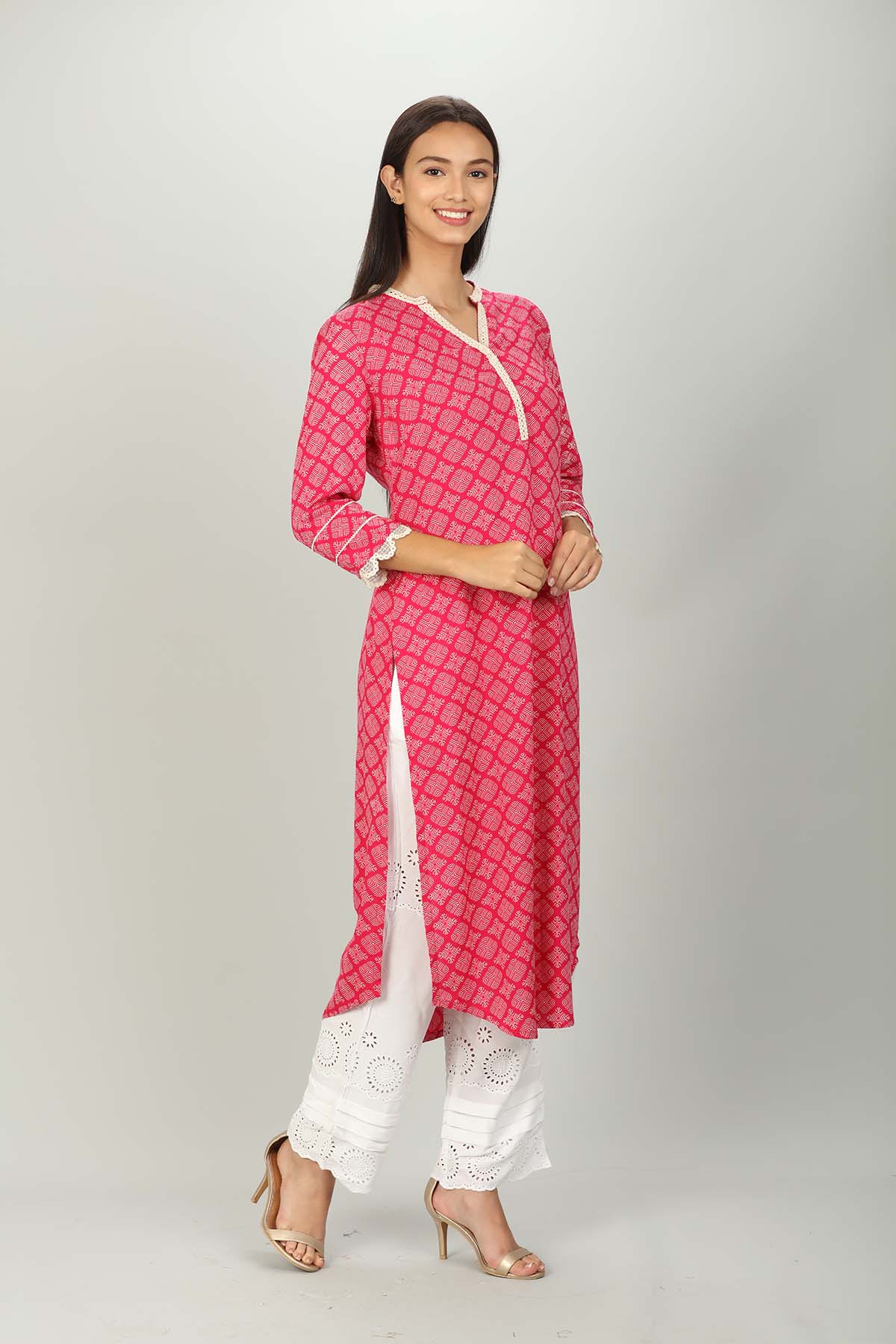 Pink Printed Women Kurti Online