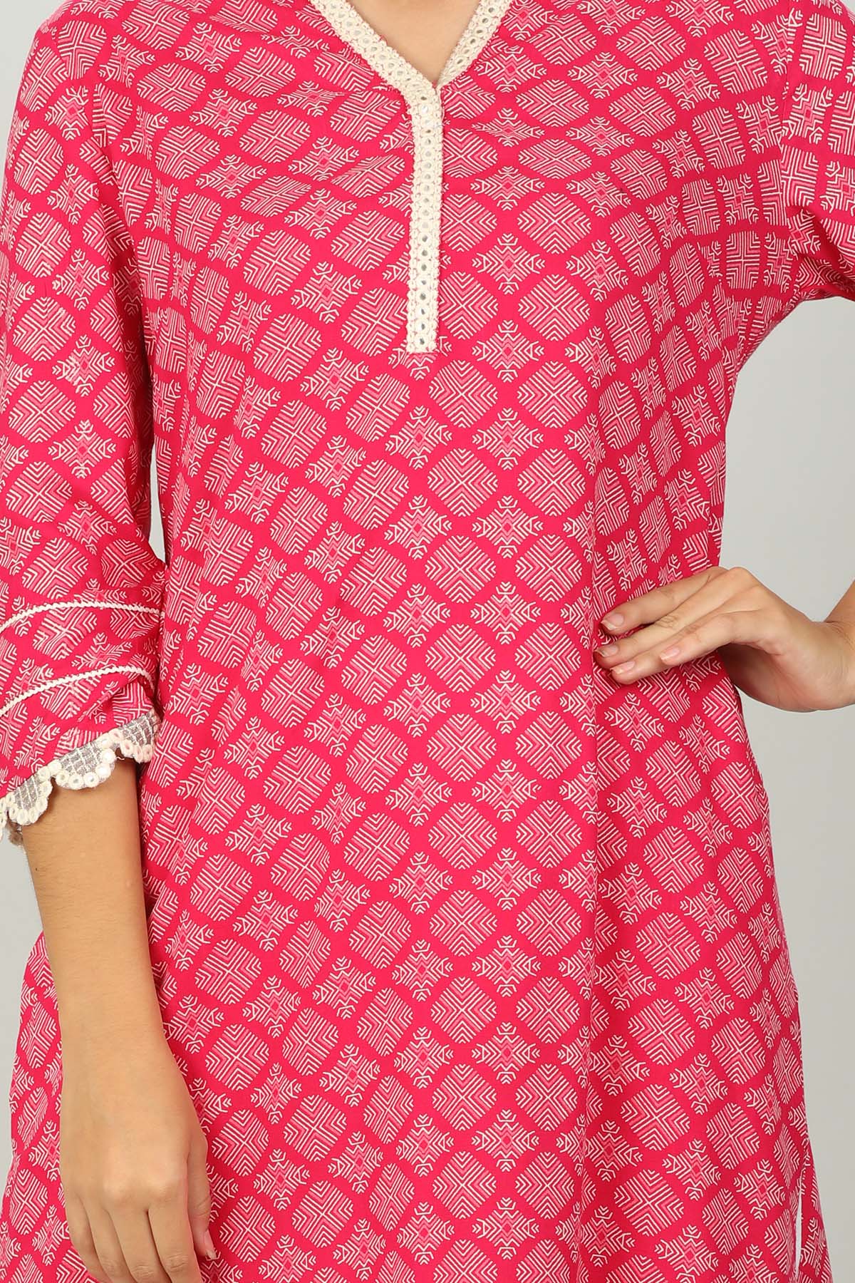 Pink Printed Women Kurti Online