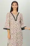 Printed Light Pink Kurta For Women