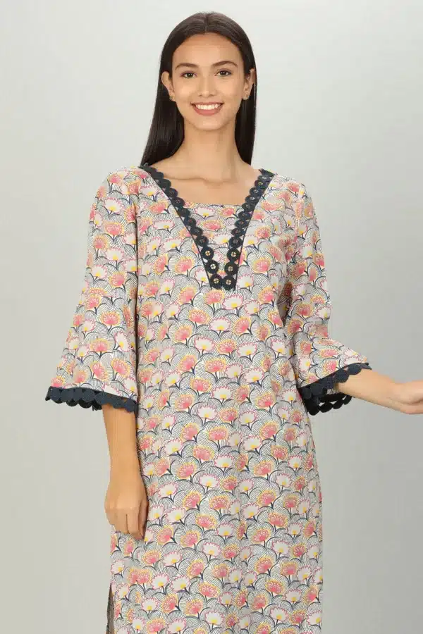 Printed Light Pink Kurta For Women