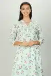 Floral Print Mint Green Kurti For Women