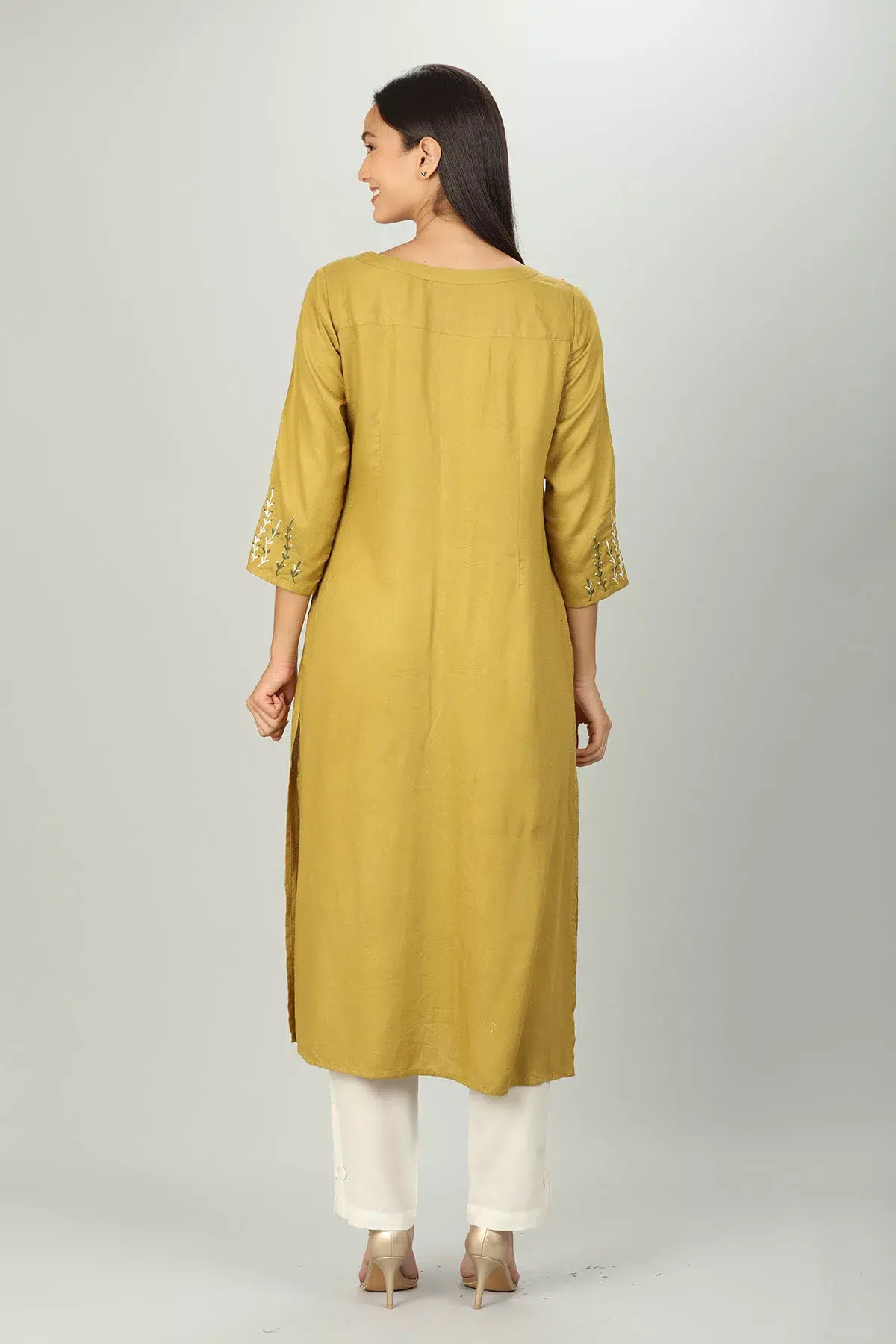 Embroidered Mustard Yellow Kurti For Women